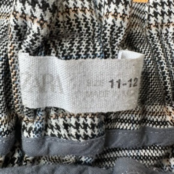 ZARA kids Grey Plaid High-Waisted Elastic Pants size 11-12 - Picture 2 of 3